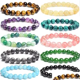 Fios de pulseira de pulseira de pedra de pedra de 10 mm de miçangas redondos idosos de tigre redondo idosos Jaspers Bracelets para homens mulheres corda elástica handma dhgarden dhhc0