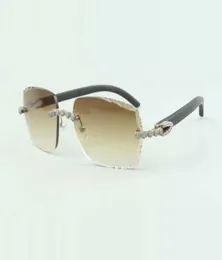 2022 óculos de sol de diamante de buquê requintado 3524014 com palitos de madeira pretos naturais e lente cortada 30 espessura de 18135 mm6845882