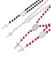 Sublimation Halskette 4 Farben Wärmeübertragung Anhänger Rosenkranzperlen Halskette Jesus Metall Anhänger8212810