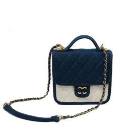 Designer Handbag Lingge Chain Bag Gao Mei Patchwork Denim New Canvas Small Square Shoulder Factory Promotion6T6I