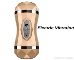 Sexleksaker för män manlig onanator cup elektrisk klingande vibrerande vibrator onani leksak kött realistiska vagina mun och vagin1508035