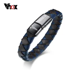 VNOX Medical Alert Armband Äkta lädergraverade diabetes Nödräddning MEN39S JEWELRY3505913