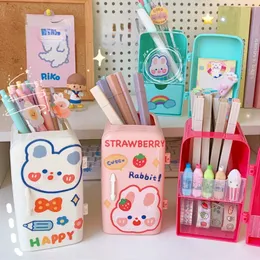 Japansk kreativ kylskåppenna fall flickor söta multifun stationer för lagringslådan kawaii stor kapacitet skrivbordsorganisatör