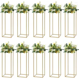 Vaser 10 datorer guld bröllop blomma mittstycke hem dekor artiklar 24in/60 cm hög geometriska mittstycken vas godsfri dekoration
