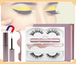 2 Paare magnetische falsche Wimpern magnetischer Eyeliner Set 3D Dreidlerweicher Imitation Nerz Haar wiederverwendbares Wimpern Kein Kleber benötigt1546264