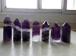 Estatuetas decorativas !!PRINCIPAL!!!7pcs Natural Purple Rainbow Fluorite Points polido Cura 516.0g