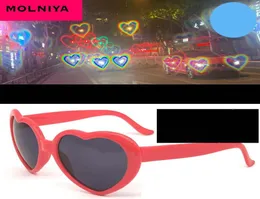 Love Heart Shapes Sunglasses Sun Frame Light Light Change Love Lens de coração colorido óculos feminino Rosa Rosa Sombras1790587