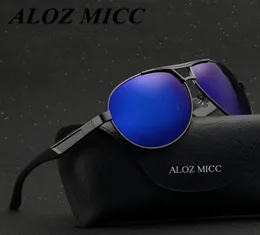 Aloz Micc Men Classic Brand Aviation Sunglasses HD Polarized Aluminium Drivingチタンブリッジサングラス