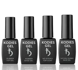 Kodies żel 12 ml8ml gumowy płaszcz podstawy topowy Zestaw lakieru do paznokci UV Bright No Sticky Tos