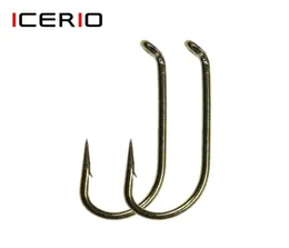 Icerio 5001000pcs Fly Binding Hook Dry Wet Nymph Shrimp Caddis Pupa Streamer Carbon Steel Fishhook Standard Fly Hook Tackle 2201105515150