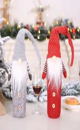 Weihnachten Schneemann Weinflaschenabdeckung Dinner Flasche Set Strick Dekoration Fenster Dekor für Weihnachten Halloween Hochzeitsfeier 4369274