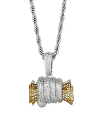 Naszyjniki wisiorek Hip Hop CZ Stone Bling Out Gold Hold Money Wisianty Naszyjnik dla mężczyzn raper biżuteria Drop6957967