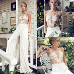 Riki Dalal Modest a Line Wedding Dress Jumpsuit med avtagbar kjol spetsapplikation Brudklänningar skräddarsydd bröllopsklänning 226s