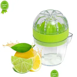 フルーツ野菜ツール蓋付き新しいレモンスクイーザープラスチックマニュアルジューサーオレンジ色のカップ柑橘類の注ぎ出すフルーツツールKC0130ドロップD DHVDQ