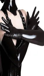 Black Adult Sexy Long Latex Gloves Clubwear Sexy Catsuit Ladies Hip Fetish Faux Leather Gloves Cosplay Costumes Accessory6119601