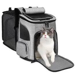 Husdjur levererar ut valp ryggsäck utbyggbar husdjurspåse stor kapacitet andas bärbar katt ryggsäck vikbar hundväska 240509