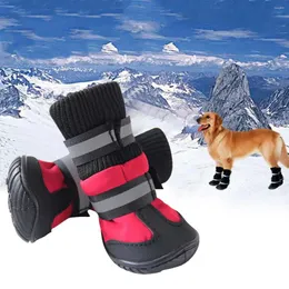 Köpek Giyim 4/PCS Ayakkabı Yüksek Bel Golden Retriever Samos Husky Su Geçirmez Slip Slip Kış Ayakları Büyük Pamuk Botları Pet