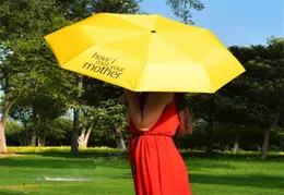 Paraplyer resor vindtät vattentätt lätt paraply gul hur jag träffade din mamma fällande regn kvinnor växel8005322