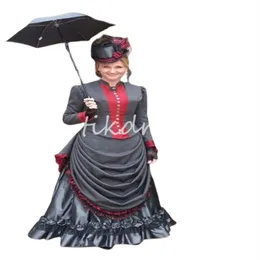 Fantasy Victorian Black Adbites Bustle 2024 MEDIEVAL Rinascimento Costume Abito da sera Long Maniche Abiti da festa formali Abiti estetici Robe De Mariage