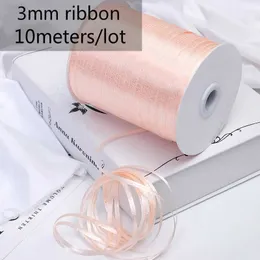 3pcs Geschenkverpackung 3mm (10 Meter/Los) Multicolor -Satin -Band für Kunsthandwerk nähen Weihnachten Hochzeitsfeier Dekoration Geschenkverpackung DIY -Material