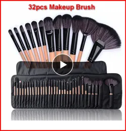 32pcs فرش المكياج الاحترافية مع حقيبة مجموعة مكياج الفرشاة باو البوكس pinceaux maquillage تجميل أدوات مستحضرات التجميل مجموعة ظلال العيون BR7218196