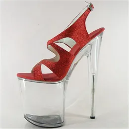 20 cm Fashion Fisch Mund Cool Stiefel Frauen Sommer Stiletto hochhackige Schuhe mit offenen Toten-Super-High-Heel-Sandalen