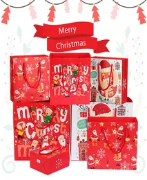 С Рождеством Рождество подарочная упаковка бумажная пакет с рождественским деревом упаковки снежинка конфеты Новый год Дети благоприятствуют сумки украшения 5849422