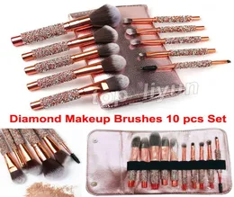 Макияж кисти Diamond 10 PCS SET COSMETICS CRASS с сумкой Профессиональная кисточка для макияжа порошковая фундамент румянец для глаз бровь Bru9425695