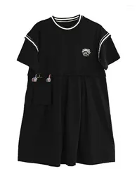 Платья для вечеринок чернокожие женщины мультипликационные вышивные платье 2024 Лето с коротким рукавом с коротким рукавом.