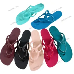 Designer toffel gelé sandaler kvinnor som är låsta kedjor glider gummimulor damer platt strand pool tong sandal flip flops 2024 sommar utomhus vattentät 35-42