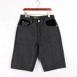 Impressão curta denim jeans retos lavados shorts jeans masculinos shorts jean verão casual moda bolso designer denim preto