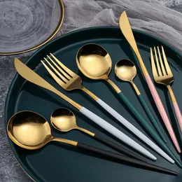 Stoliczne zastawa stołowa ze stali nierdzewnej złota nóż łyżka łyżka widelca herbata łyżka płaska prosta Znakomite Western Dinner Cutlery Colare 9548226