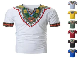 Прибыл Folkcustom Tshirts Men Men Summer Casual African Print V Seck Pulover с коротким рукавом Top Blouse Camiseta 2106298988560