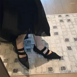 Sıradan Ayakkabı 2024 Saçlı Ayak Parçası Zarif Bayanlar Mary Jane Basit Rahat Kadınlar Tek Düz Renk Sığ Zapatos de Vestir Para Mujer