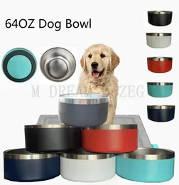 Dog Bowl 64oz 1800ml 304 مقاومًا من الفولاذ المقاوم للصدأ مغذيات تغذية التغذية المائية.