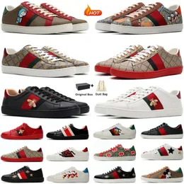 Designer Shoes Mens Womens Cartoons Casual Gicci Shoe Bee Ace Genuine Leather Snake Embroidery Stripes Classic Men Sneakers With Box 35-46 Top Quality