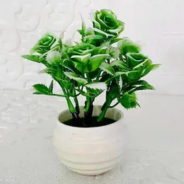 Decorative Flowers 1 Set Artificial Bonsai Non-fading Plastic Simulation Chinese Rose Plants Fake Decorations