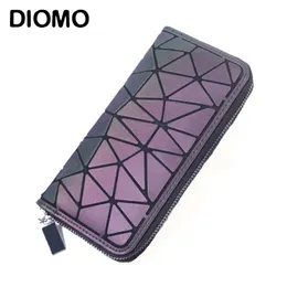 Diomo Female Wallet Zipper Slim Thin Women Purses Long Clutch Wallets Geometric Luminous Money Bag Y190701 223w