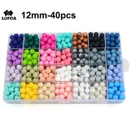 LOFCA 40pcs 12mm Silicone Beads Teething Chew Beads Food Grade Teether Necklace BPA Free Diy Jewelry Baby Teether Toy Pacifier 240430