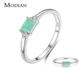 Modian Charm Luxury Real 925 Stelring Silver Green Tourmaline Fashion Finger Finger For Women Fine Jewelry Accessori Bijoux 210612791622