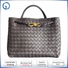 10A+ andiamo handbag tote bag handmade weave leather shoulder crossbody mirror quality designer bag Medium 32cm Highest quality