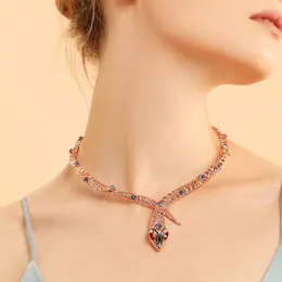 Viennois Rose Gold Color Snake Necklace For Women Chokers Necklaces Rhinestone crystal Chain Necklaces Wedding Party Jewelry J190713 268Z