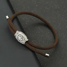 Charm Armband 2024 Mens Viking Armband Handmade justerbart rep Braslet Vintage Accessories Gift To Him Pulseras Para Hombre Fabric Braclet Y240510