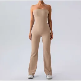 Lu Yoga Bodysuit Wyrównaj kombinezon Ight Tube Top, Piękne plecy, tyłek, rozszerzony kombinezon dla kobiet cytrynowy sport