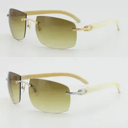 Partihandel större 4189705 Solglasögon Rimless Black Original äkta naturliga buffelhornsolglasögon UV400 Lens Male and Female Fashion 315y