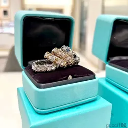 デザイナーファッションTiffanyJewelry Highバージョンvgold Thome Full Diamond Color Separation Ring for Women CNC ROW NICHE COU 0BX2 0BX2 0BX2