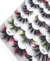 27mm colored 3D Mink Eyelash Colorful 100 Mink Lashes Mix Color Pink Blue Red White False Eyelashes Fluffy Soft7291916