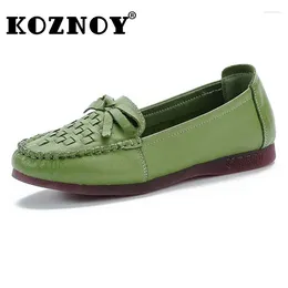 Scarpe casual koznoy da 1,5 cm etniche fatte a mano in vera pelle vera donne estive slittamento su oxfords soft sloded comfy elegance fashion ladies