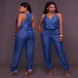 Ankomst jumpsuits jeans europeisk stil kvinnor jumpsuit denim overall skjorta rompers flickor byxor xsxxl bodysuit 240510