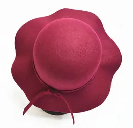 Herbst Winterhüte für Kinder Mädchen weiche Vintage Wolle Filz Bowler Fedoras Solid Floppy Cloche Wide Rand Hats Caps for Kids1123860